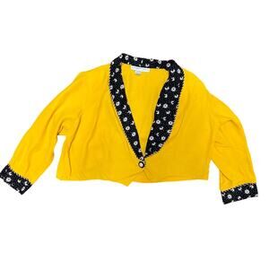 Plus Size Vintage Top Sz 22 Yellow Daisy Floral Button Jacket Kathryn Deene